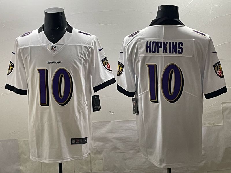 Men 2025 Nike Baltimore Ravens #10 Hopkins White Limited NFL Jersey style 01